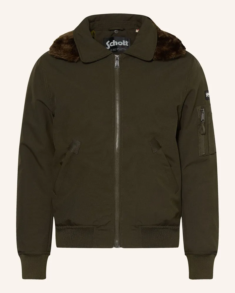 Schott N.Y.C Blouson Mit Abnehmbarem Kunstfell-Kragen gruen Khaki