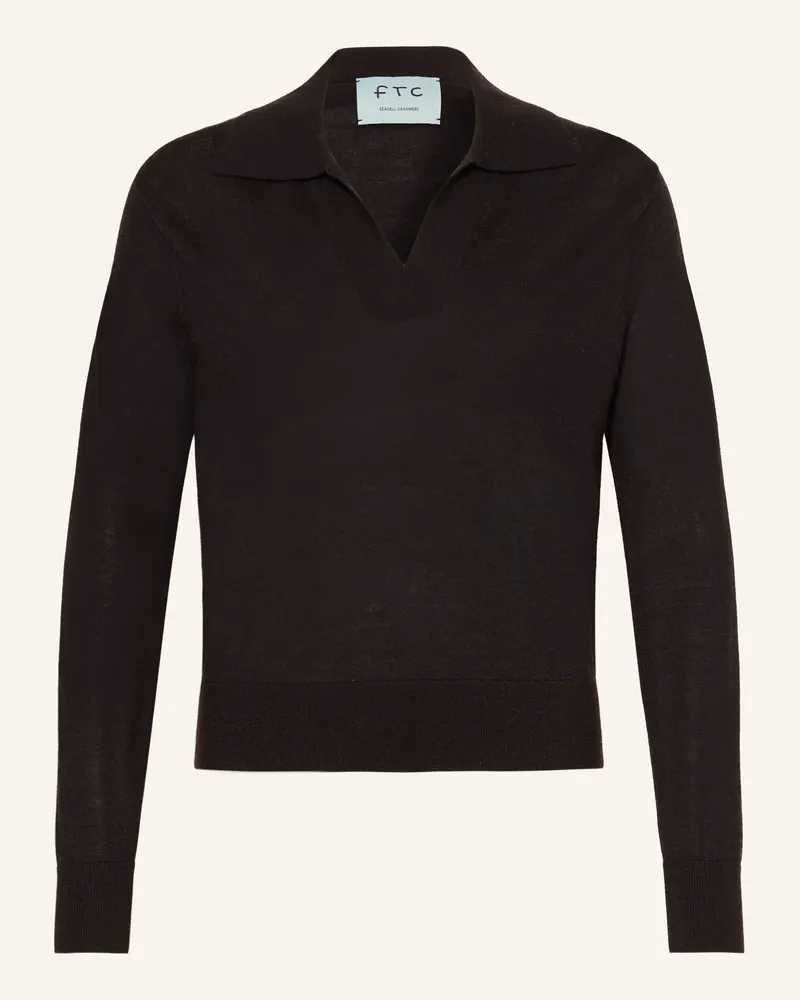 FTC Cashmere Strick-Poloshirt Mit Cashmere braun Schwarz