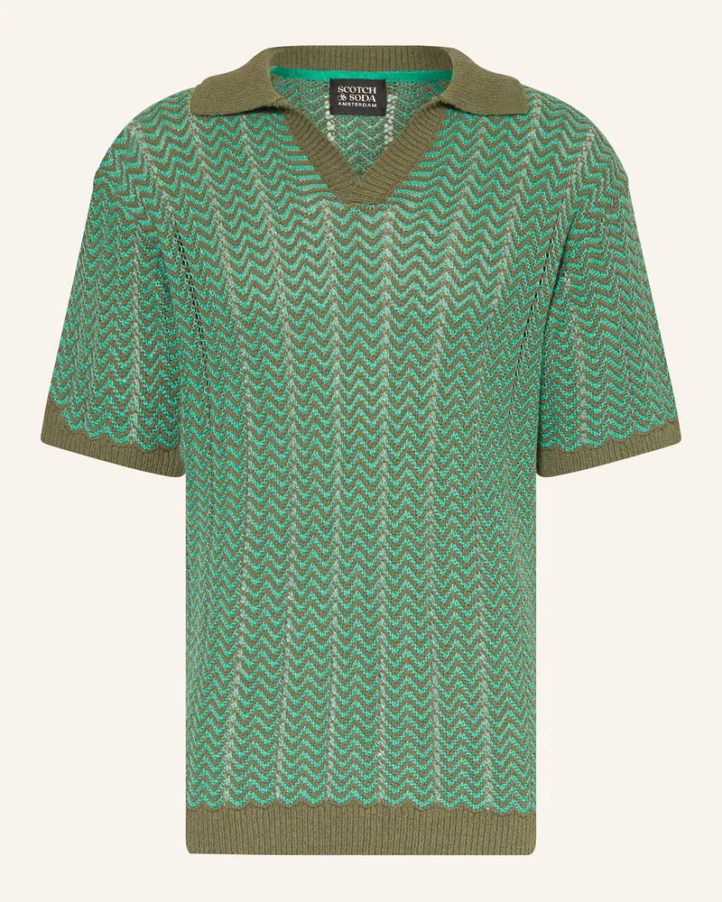 Scotch&Soda Strick-Poloshirt Dunkelgrün