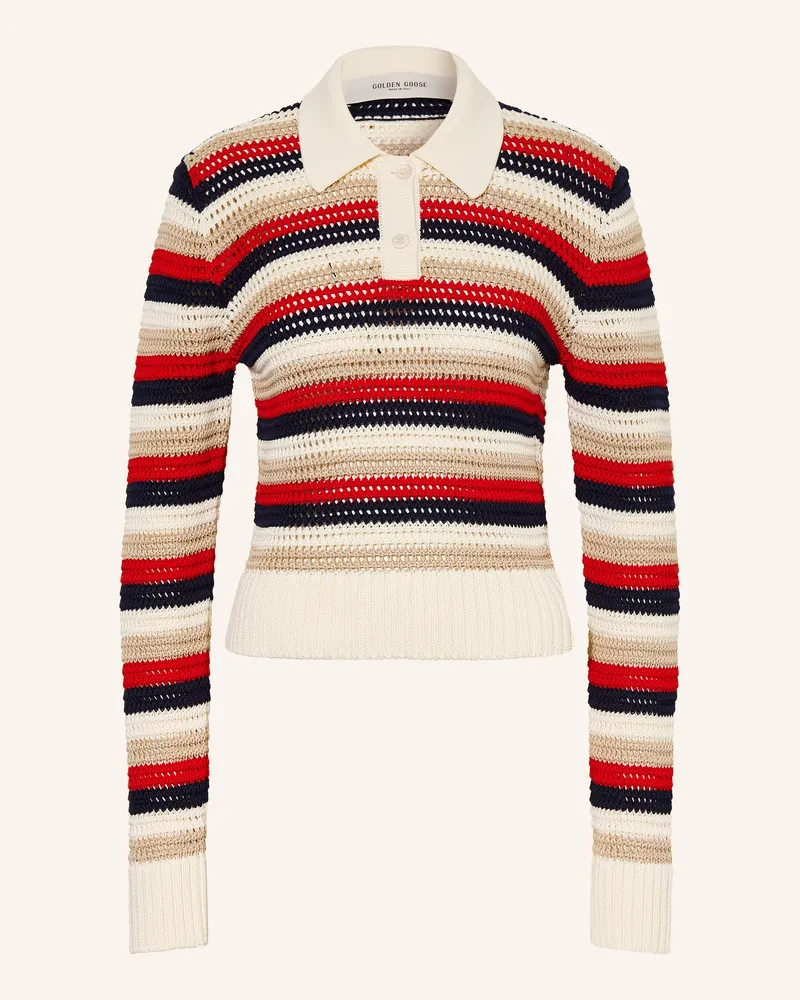 Golden Goose Strick-Poloshirt rot Ecru