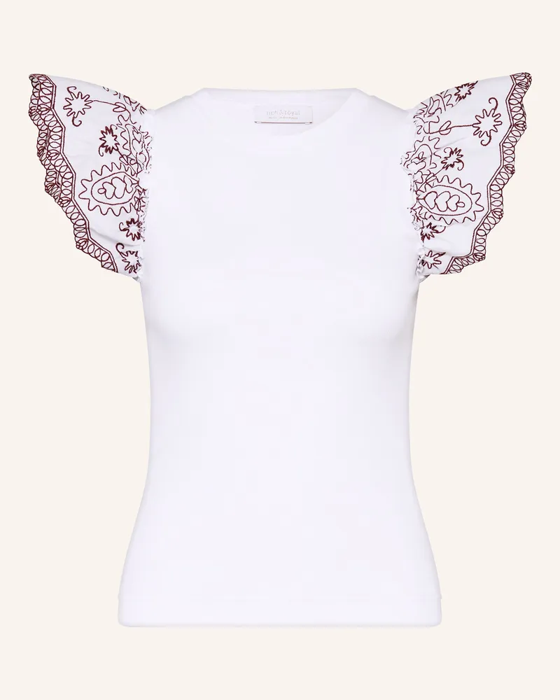 Rich&Royal T-Shirt im Materialmix mit Rüschen Weiss