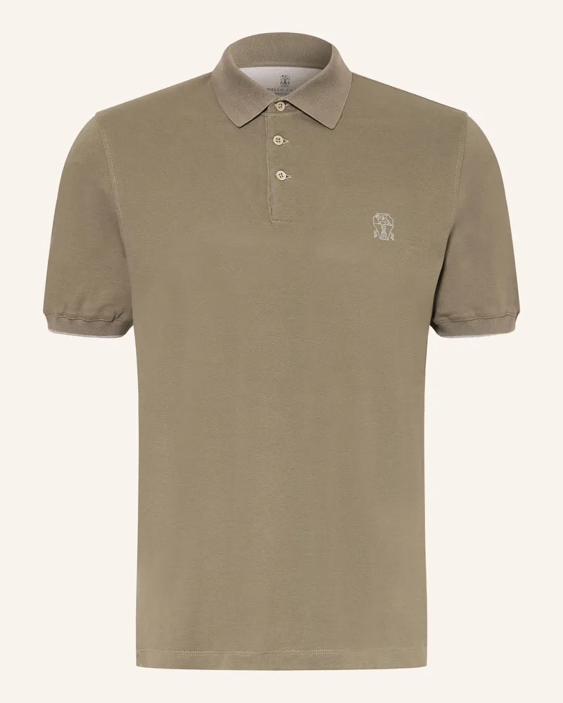 Brunello Cucinelli Piqué-Poloshirt gruen Khaki