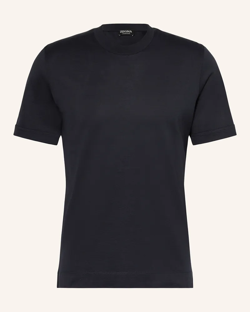 Ermenegildo Zegna T-Shirt mit Seide Dunkelblau