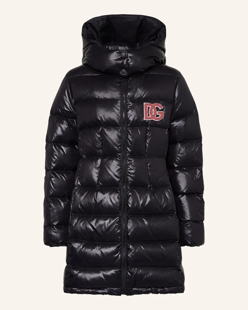 Dolce & Gabbana Daunenmantel mit abnehmbarer Kapuze Schwarz