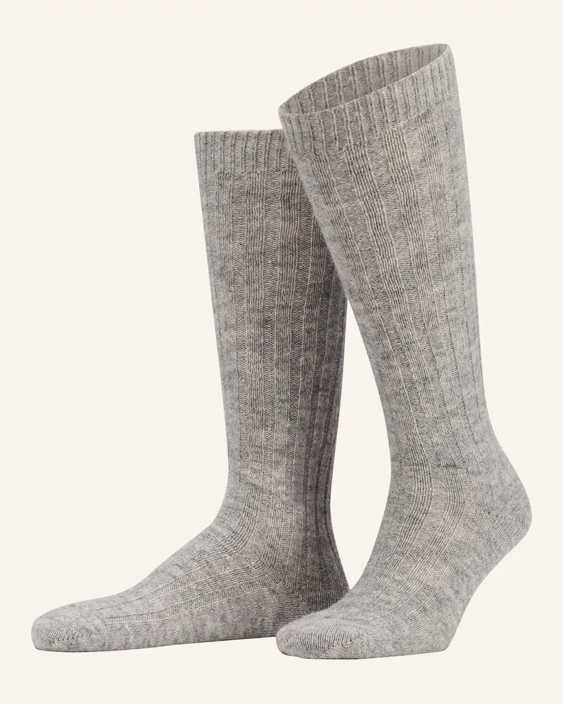 Burlington Kniestrümpfe SOFT RIB mit Alpaka Hellgrau