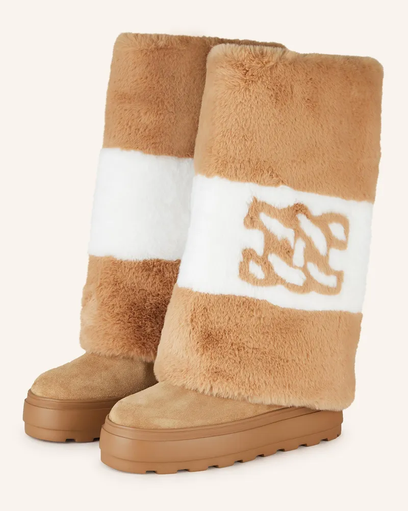 Casadei Plateau-Boots mit Kunstfell Camel
