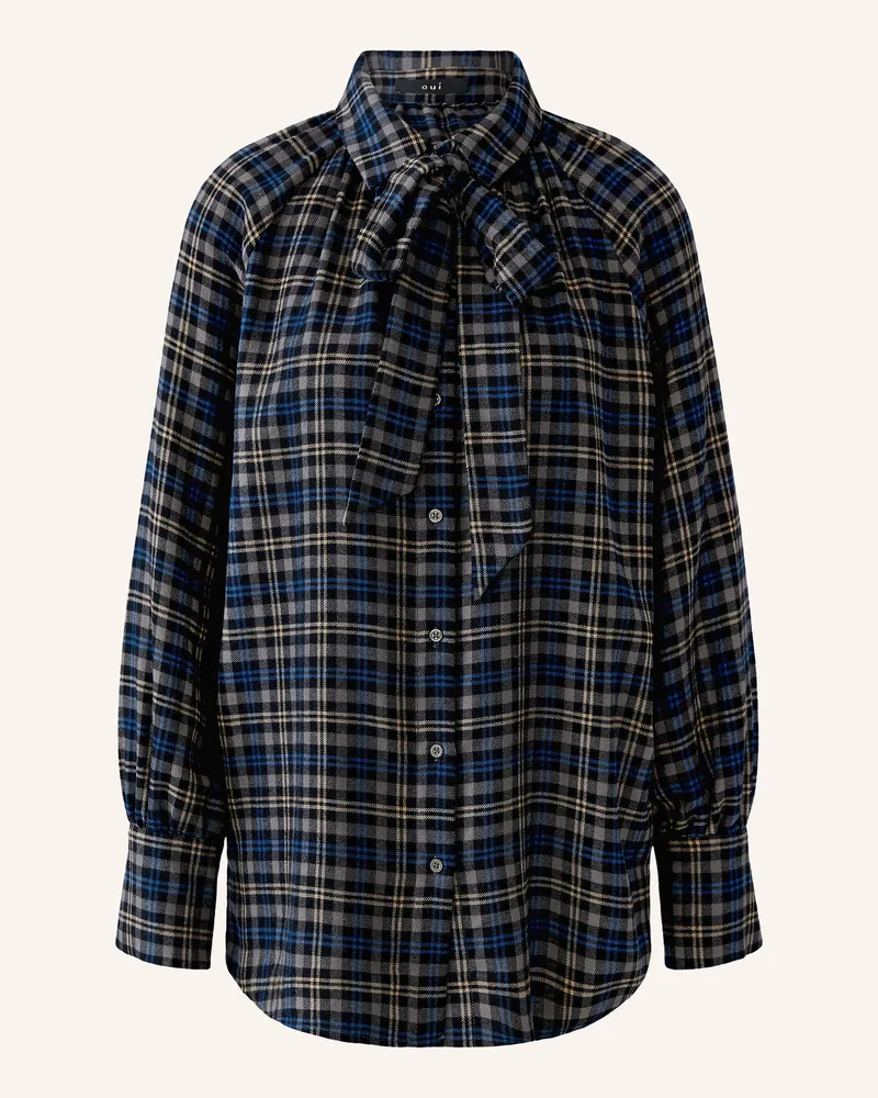 Oui  Flanellbluse Mit Abnehmbarer Schluppe blau Taupe
