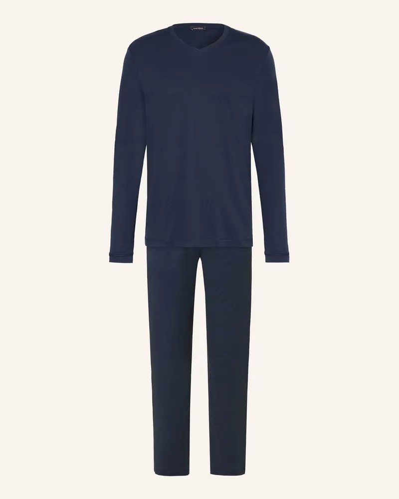Hanro Schlafanzug Night & Day blau Dunkelblau