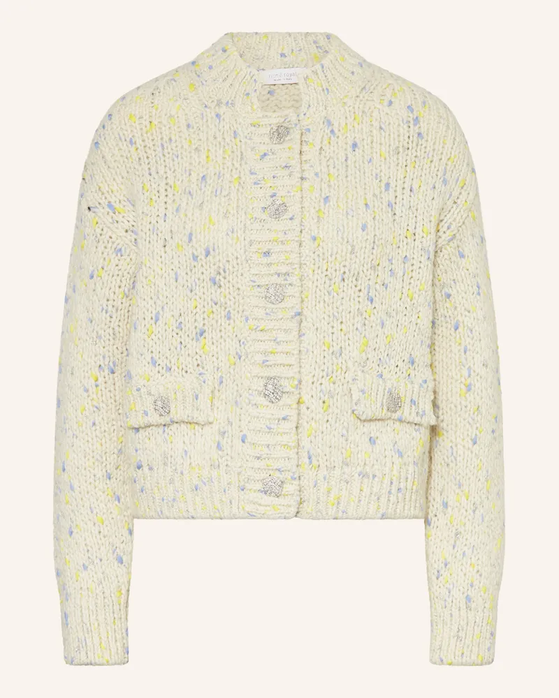Rich&Royal Strickjacke Mit Glitzergarn gelb Creme