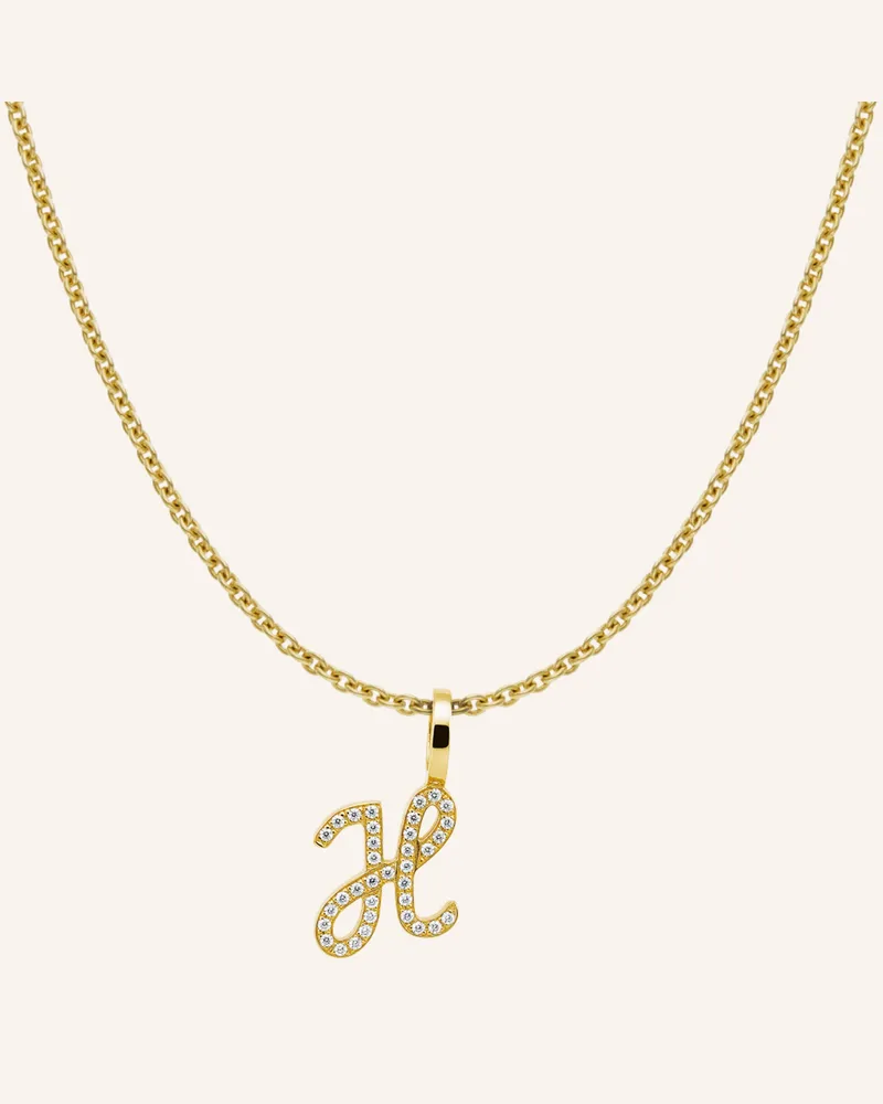CADA Kette TINY DIAMOND LETTER H Gold