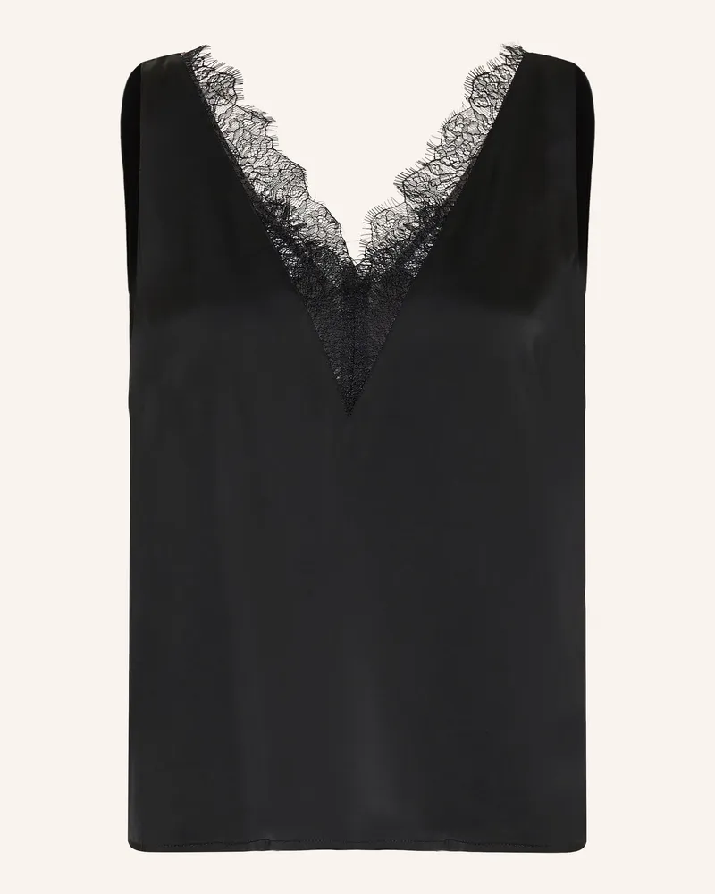 COMMA Blusentop Aus Satin Mit Spitze schwarz Schwarz