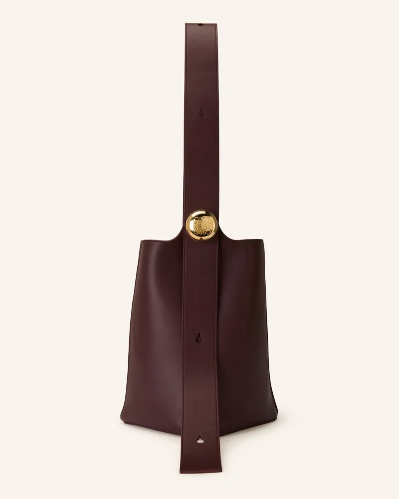 Loewe Handtasche PEBBLE BUCKET MEDIUM Dunkelrot