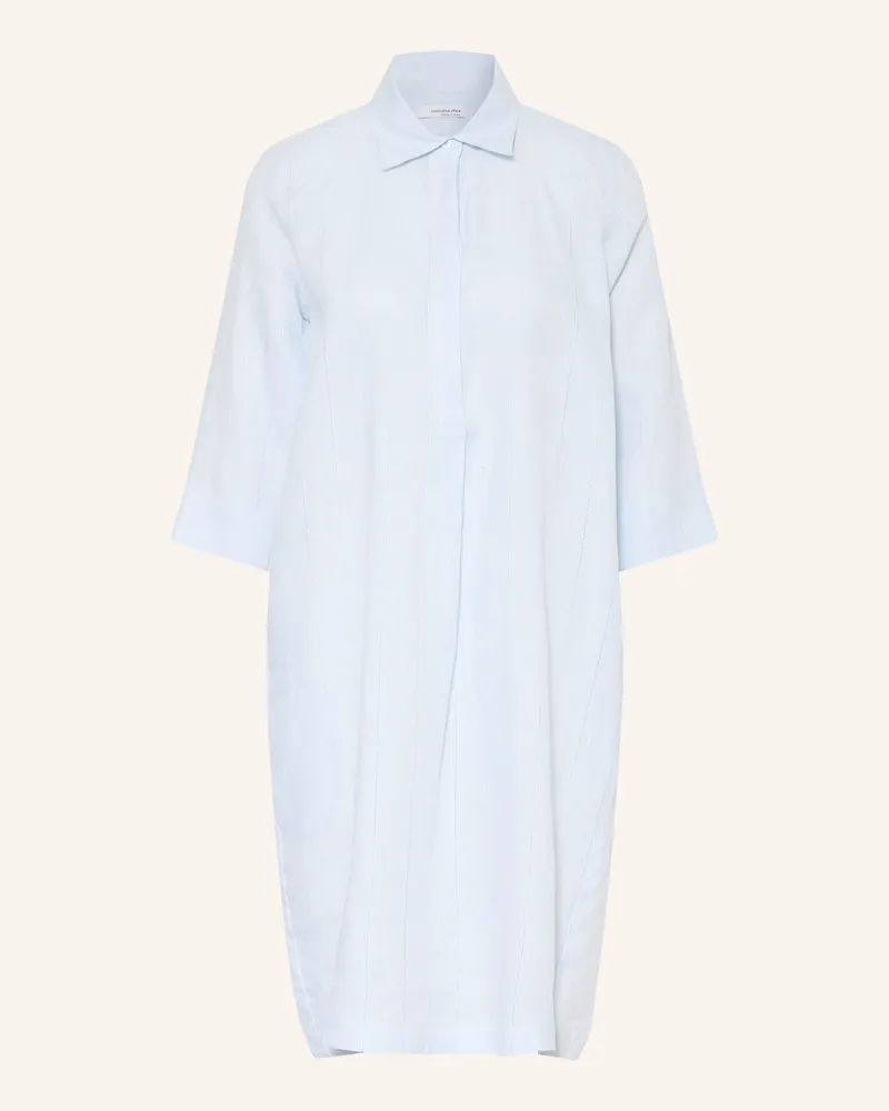 Rossana Diva Hemdblusenkleid Mit Leinen Und 3/4-Arm blau Hellblau