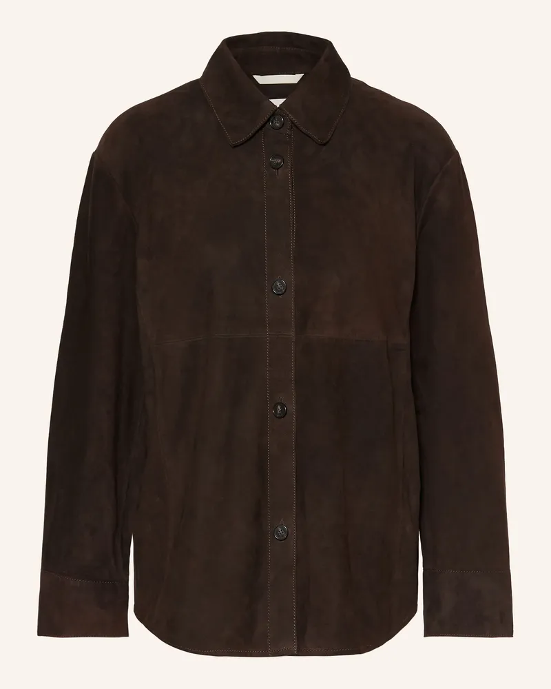 Marc O'Polo Hemdbluse Aus Leder braun Dunkelbraun