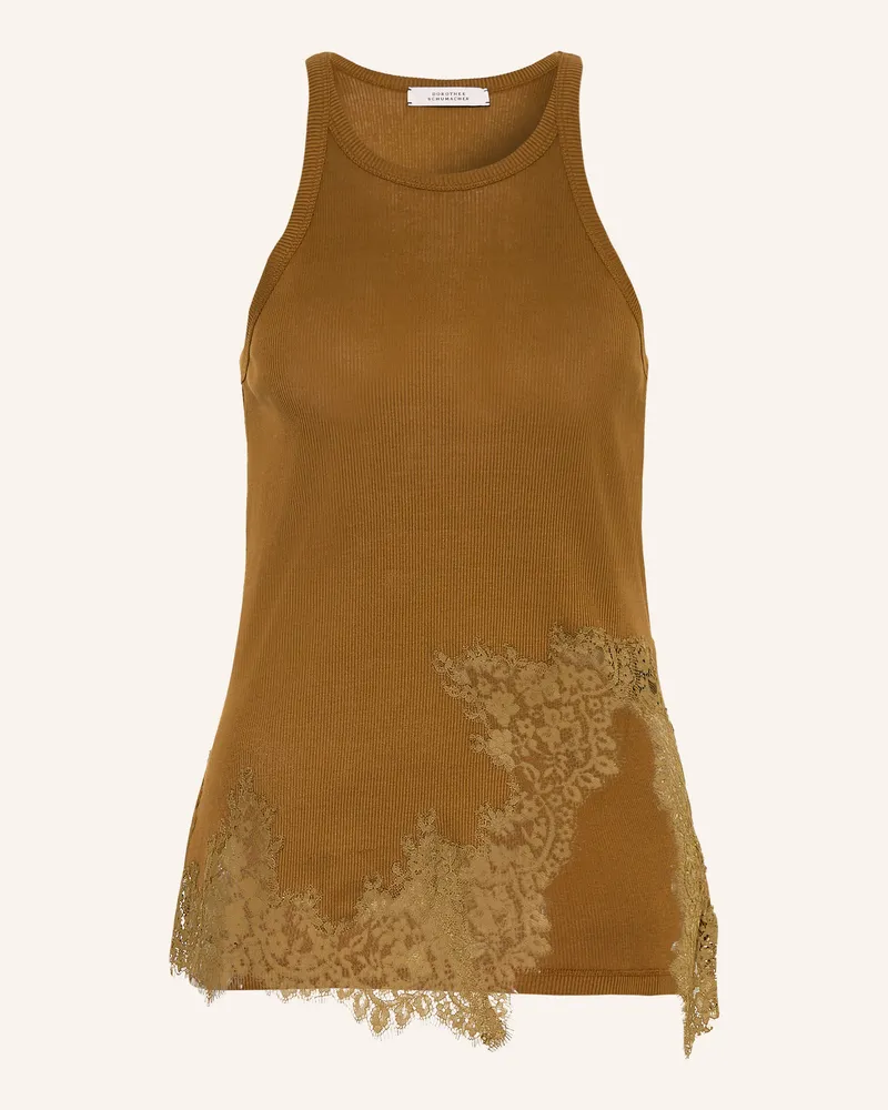 Dorothee Schumacher Top Pure Sleekness Mit Spitze braun Cognac