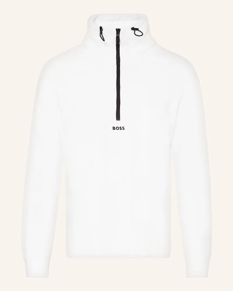 HUGO BOSS Troyer ZARTIC im Materialmix Weiss