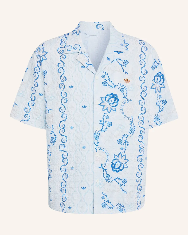 adidas Resorthemd Printed Seersucker Comfort Fit blau Hellblau