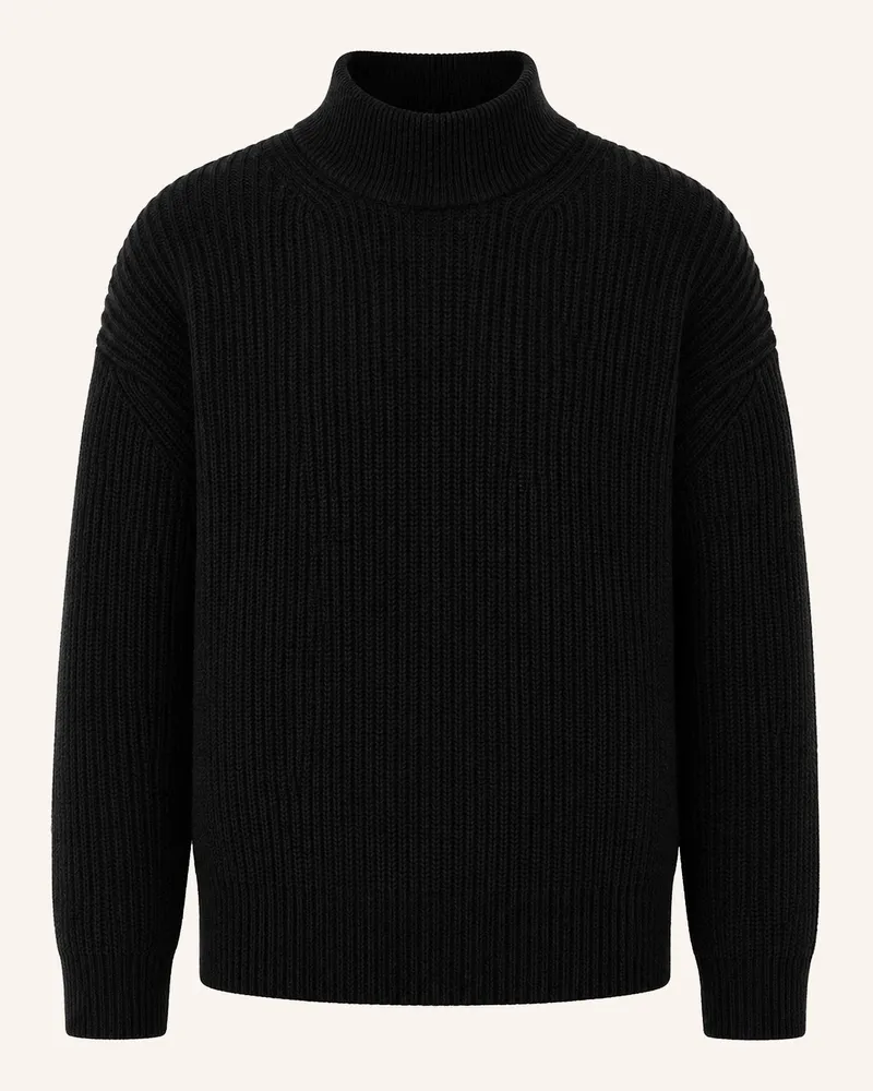 KIEFERMANN Kiefermann Rippstrickpullover Aus Merinowolle Mit Mock Neck Emilian schwarz Schwarz