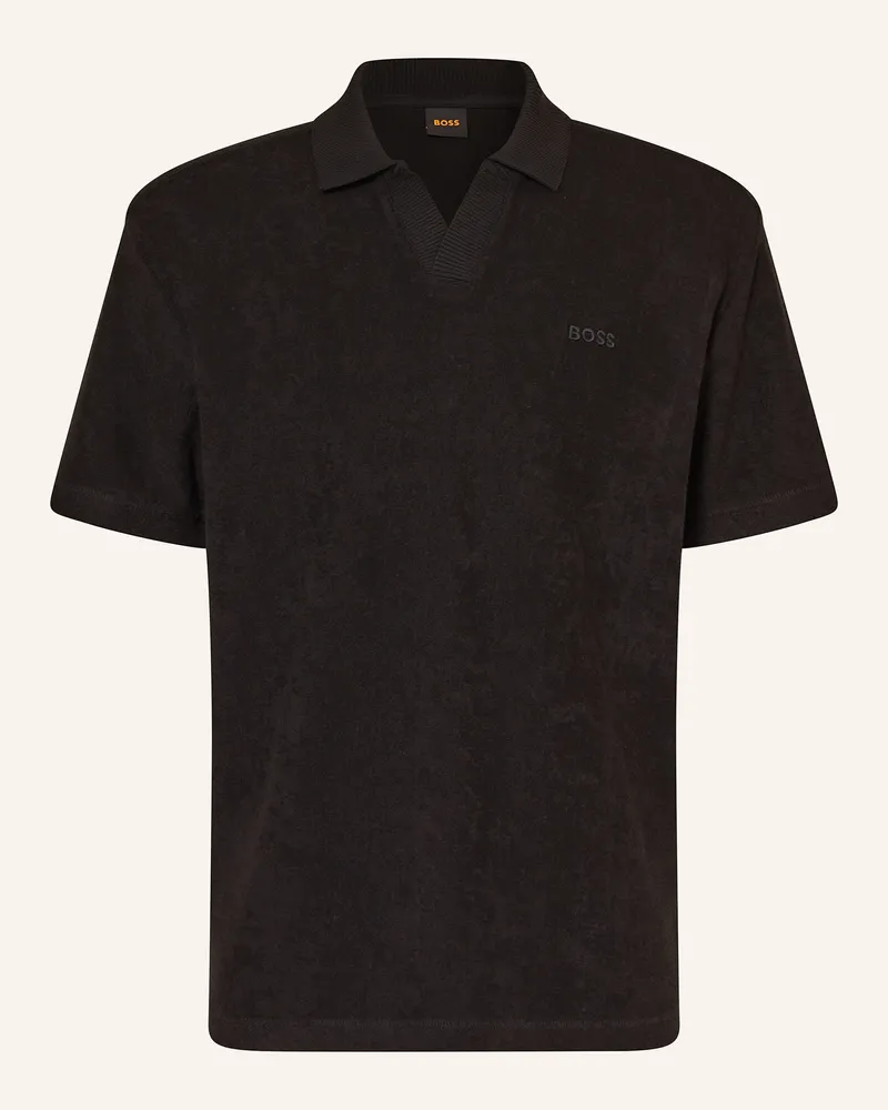HUGO BOSS Frottee-Poloshirt PE_DOUBLETOWEL Schwarz
