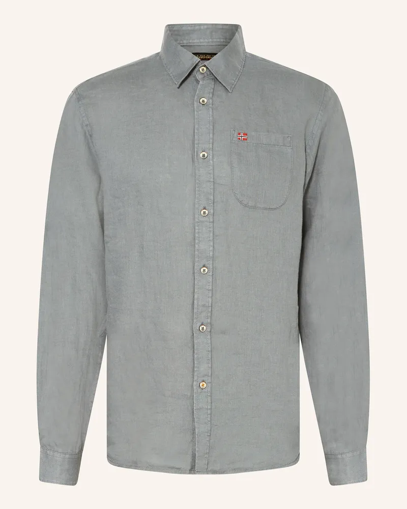 Napapijri Leinenhemd G-Linen Ls Regular Fit gruen Grau