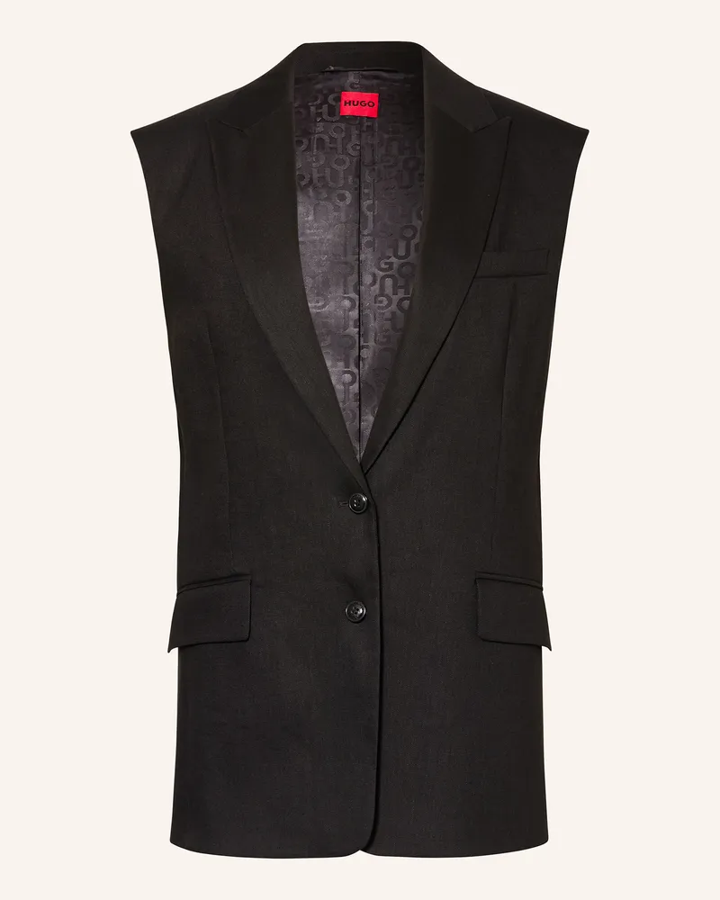 HUGO BOSS Blazerweste Amise Mit Leinen schwarz Schwarz