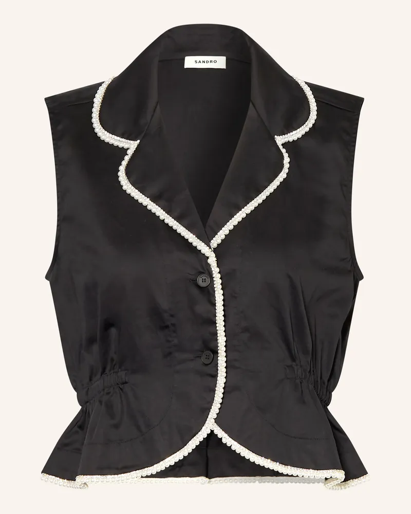 Sandro Blazerweste Mit Schmuckperlen Und Schmucksteinen schwarz Schwarz