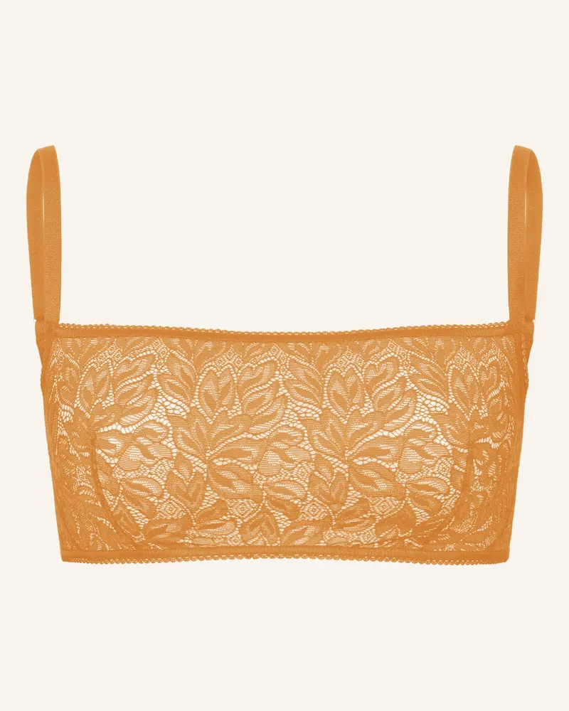 Ehrlich Textil Iconic Lace Bandeau Bralette Bügellos Aus Spitze - Verstellbare Träger orange Gelb