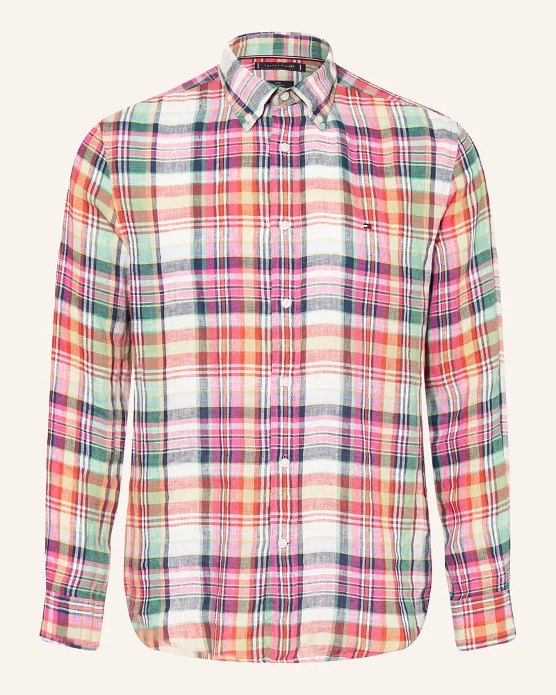 Tommy Hilfiger Leinenhemd Regular Fit gelb Rosa