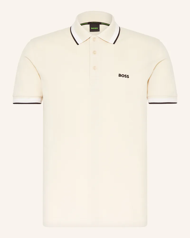 HUGO BOSS Piqué-Poloshirt PADDY CURVED Regular Fit Ecru