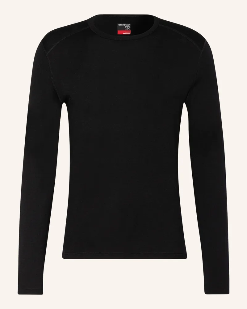 Icebreaker Funktionswäsche-Shirt 260 Tech Aus Merinowolle schwarz Schwarz