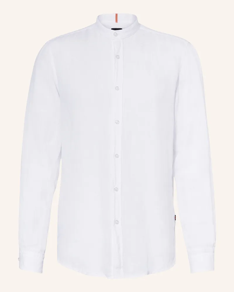 HUGO BOSS Leinenhemd Race Regular Fit weiss Weiss