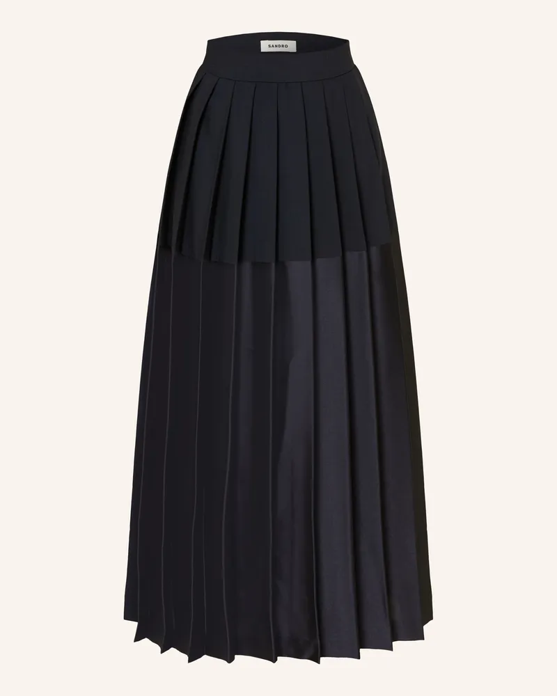 Sandro Plisseerock im Materialmix Dunkelblau