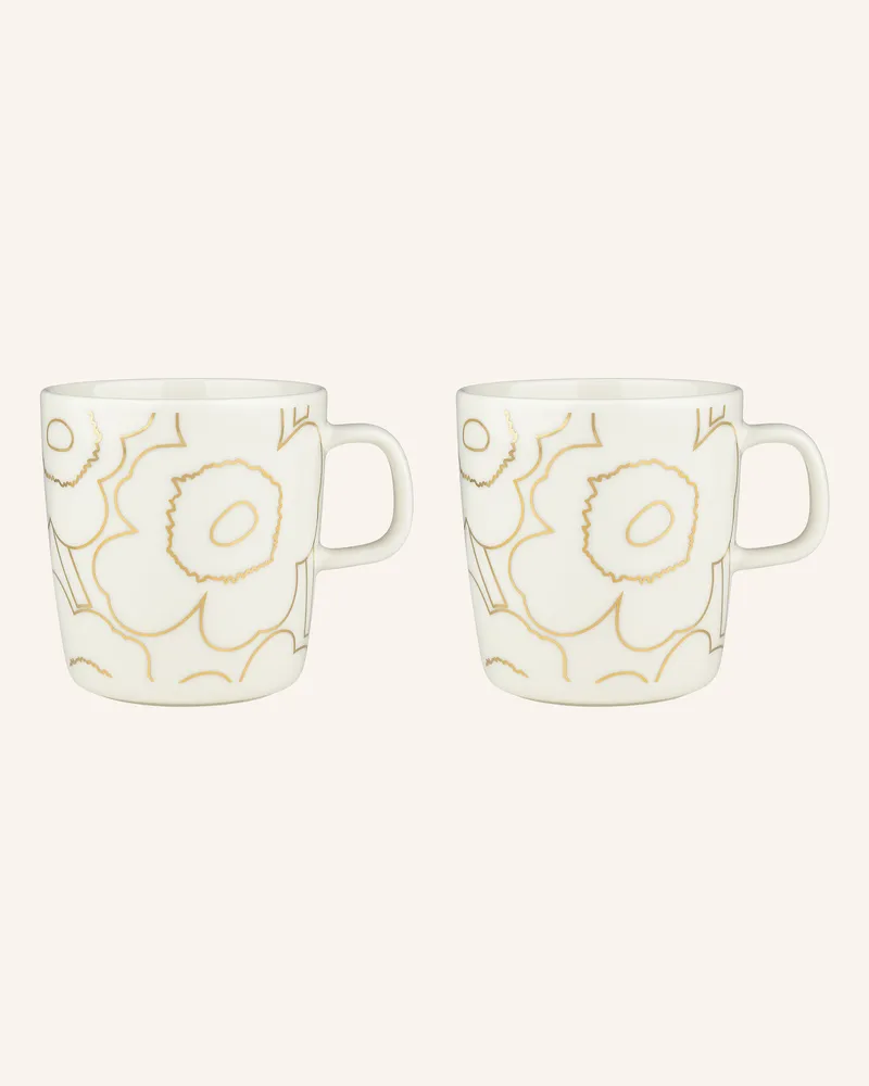 Marimekko 2er-Set Henkelbecher OIVA/PIIRTO UNIKKO Weiss