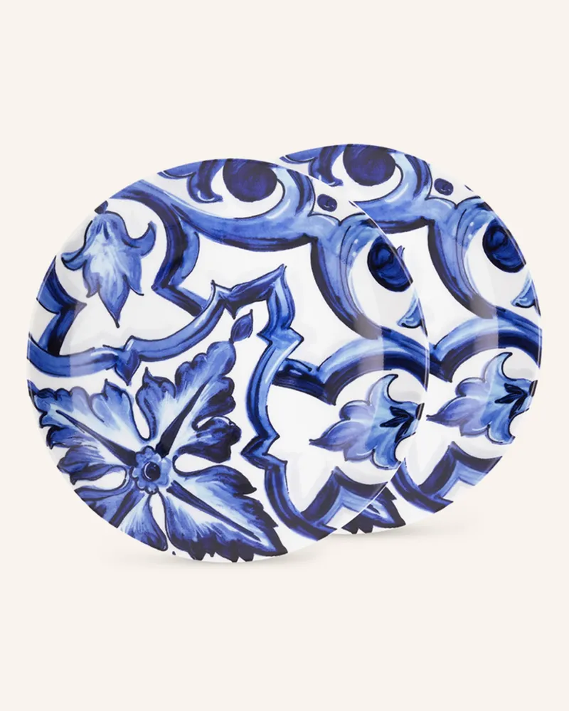 Dolce & Gabbana Casa 2er-Set Desserteller blau Weiss