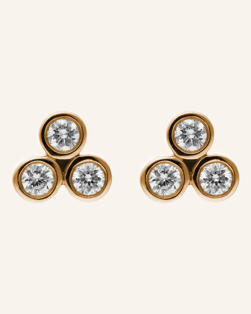 CADA Ohrstecker 3 STONES DIAMOND Roségold