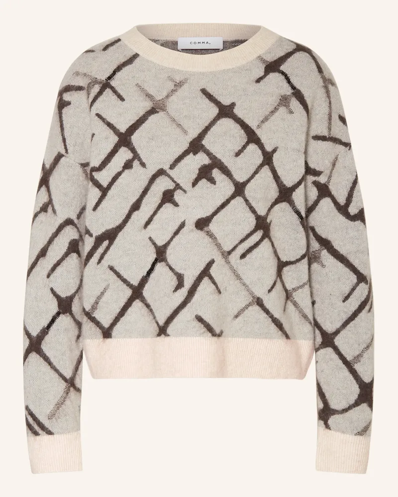 COMMA Pullover mit Schmucksteinen Hellgrau