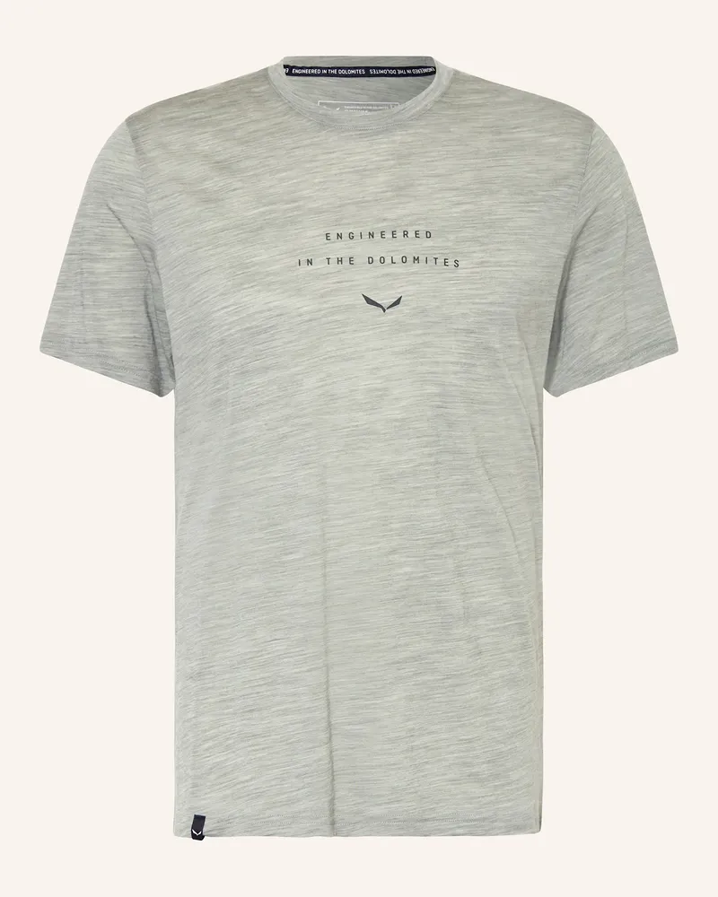 Salewa T-Shirt EAGLE EITD aus Merinowolle Hellgrau
