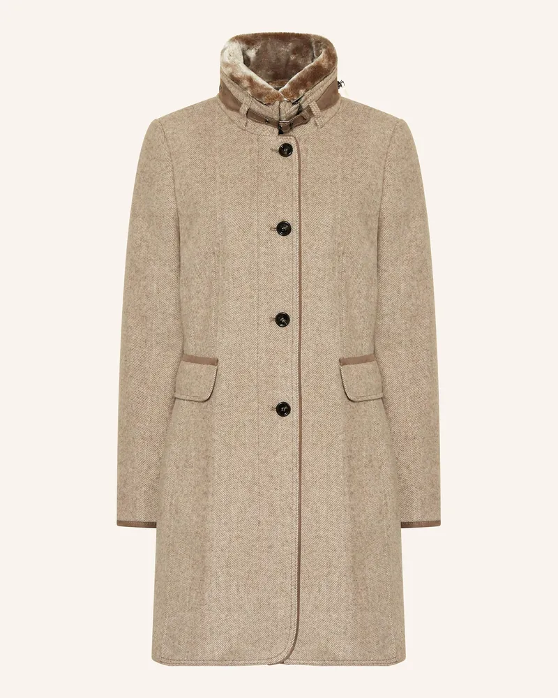 Gil Bret Wollmantel mit abnehmbarem Kunstfell Beige