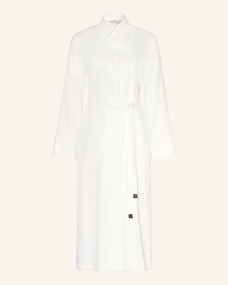 Max Mara Hemdblusenkleid Nordica Mit Leinen weiss Weiss