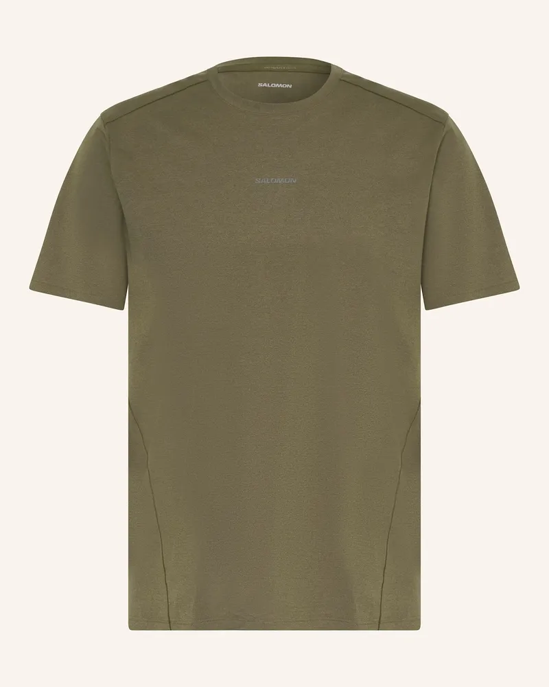 Salomon T-Shirt Trackline gruen Khaki