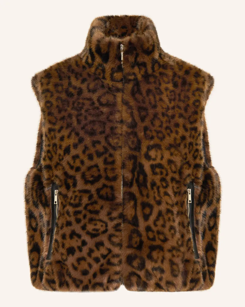 RINO & PELLE Kunstfell-Weste Dunkelbraun