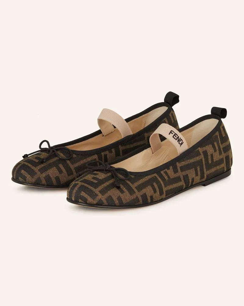 Fendi Mary-Jane-Ballerinas schwarz Dunkelbraun
