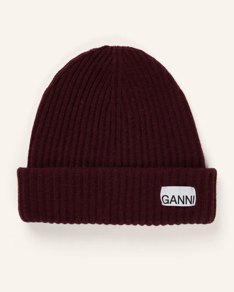 Ganni Mütze Dunkelrot