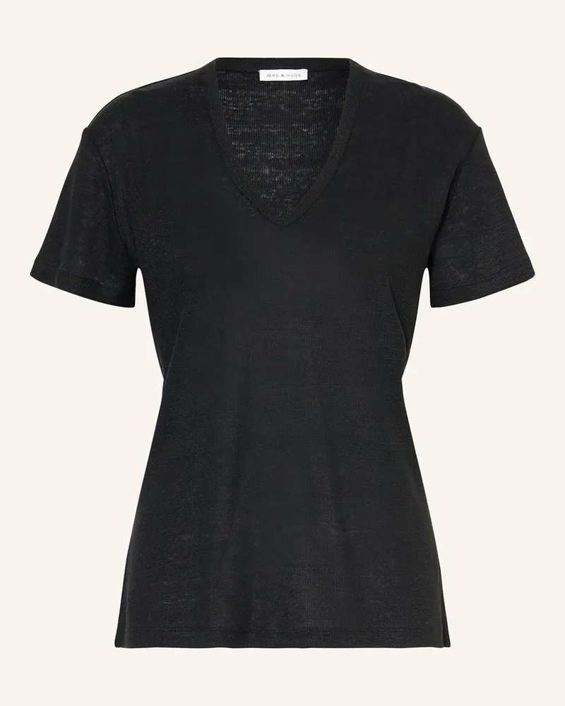 Mrs & HUGS T-Shirt aus Leinen Schwarz