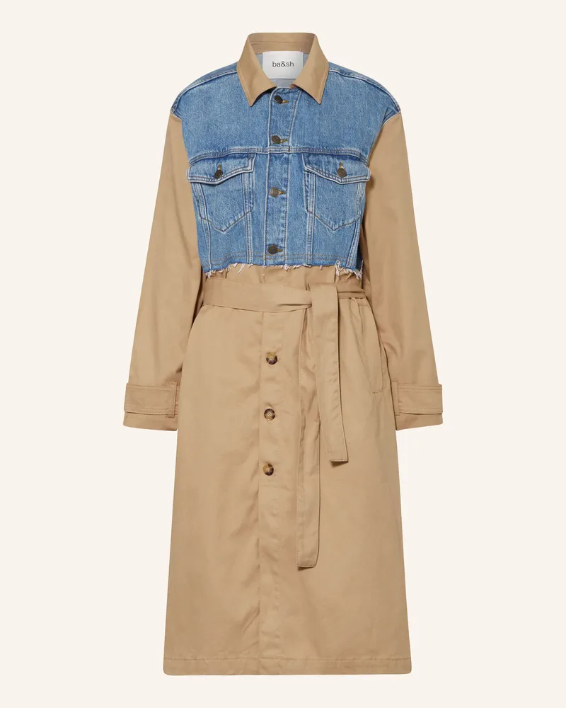 ba&sh Trenchcoat Tomy Im Materialmix beige Blau