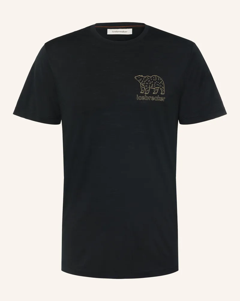 Icebreaker Funktionsshirt 150 Tech Lite Forest Footsteps Aus Merinowolle schwarz Schwarz
