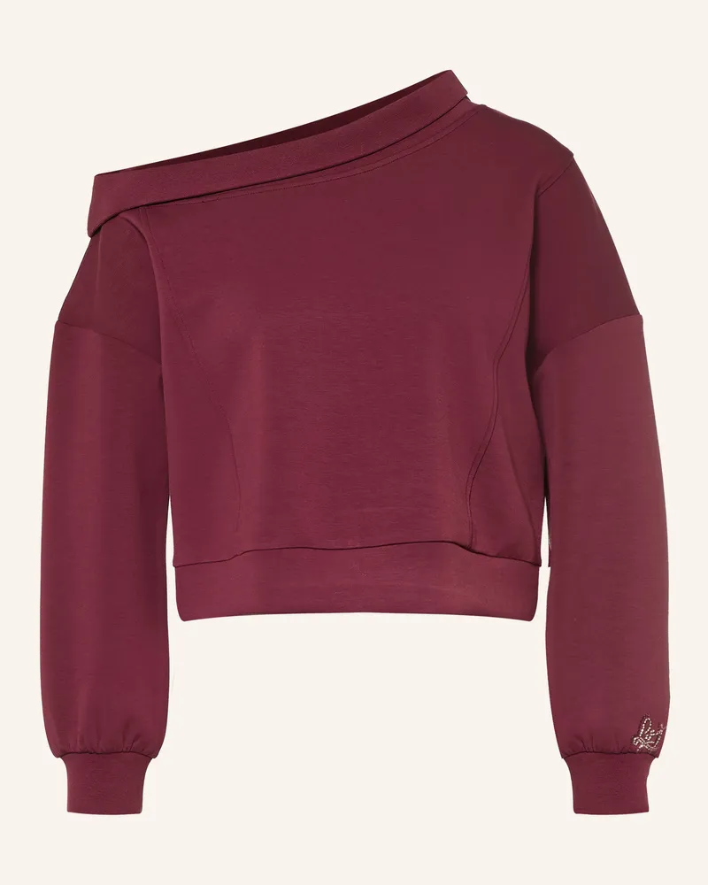 Liu Jo Off-Shoulder-Sweatshirt Mit Schmucksteinen rot Dunkelrot