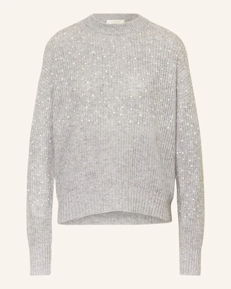 lilienfels Pullover mit Cashmere und Schmucksteinen Grau