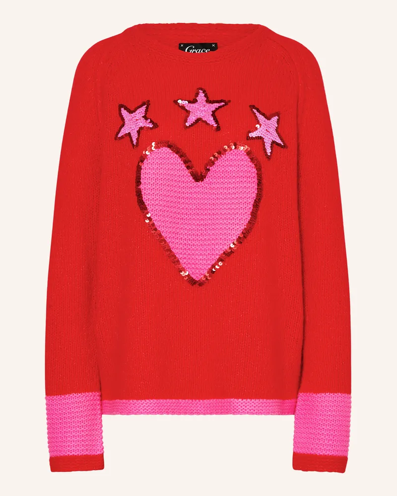 Grace Pullover Mit Pailletten rot Rot