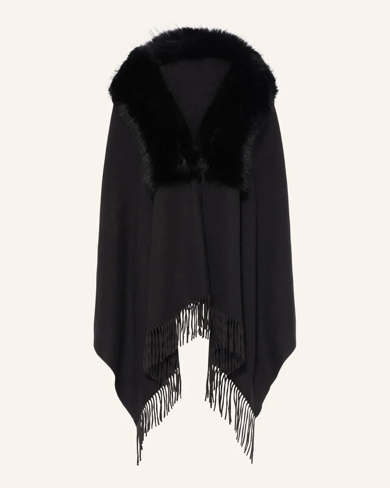 RINO & PELLE Cape Wendy Mit Kunstfell schwarz Schwarz